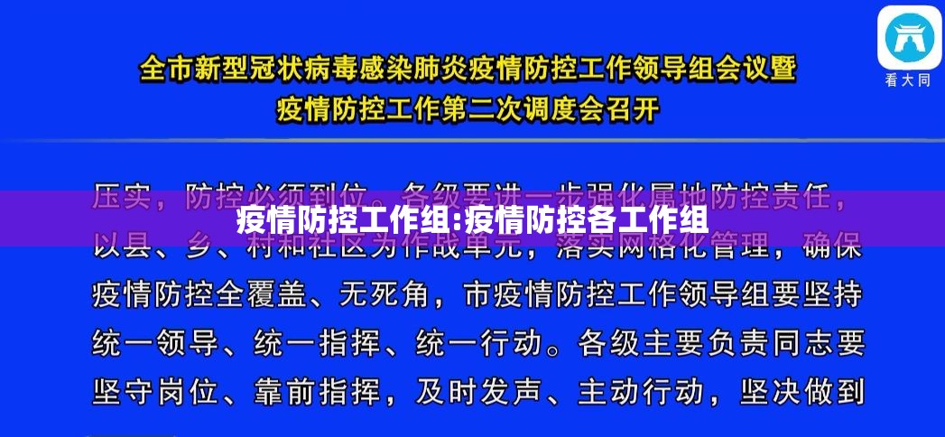 疫情防控工作组:疫情防控各工作组