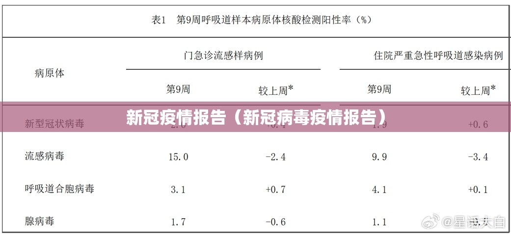 新冠疫情报告（新冠病毒疫情报告）