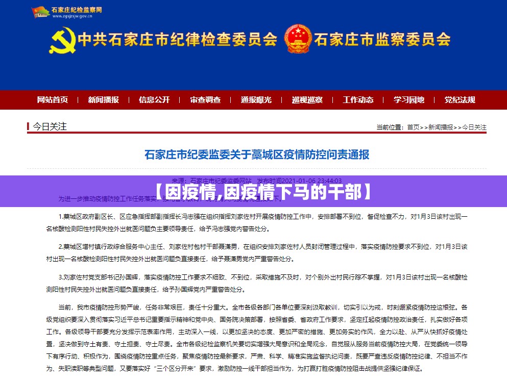 【因疫情,因疫情下马的干部】