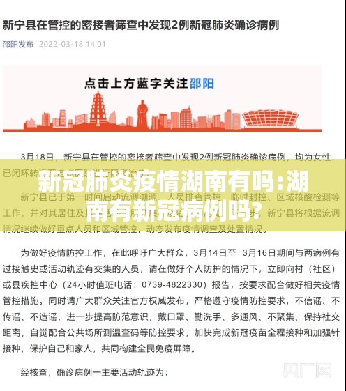 新冠肺炎疫情湖南有吗:湖南有新冠病例吗?