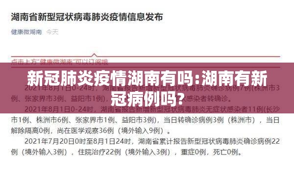 新冠肺炎疫情湖南有吗:湖南有新冠病例吗?