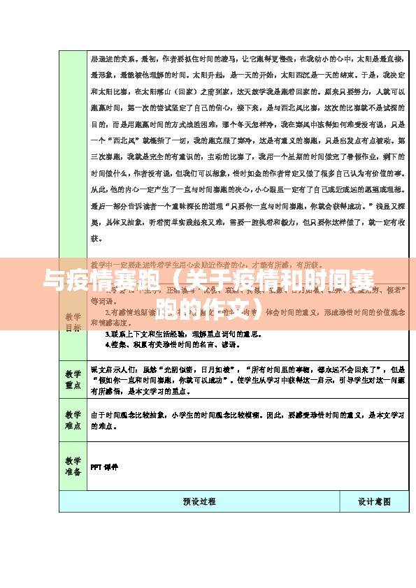 与疫情赛跑(关于疫情和时间赛跑的作文) 与疫情赛跑(关于疫情和时间赛跑的作文)
