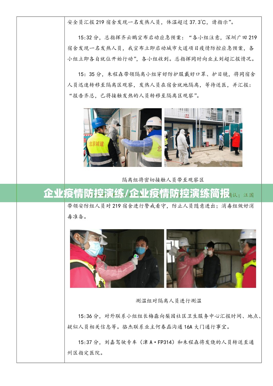 企业疫情防控演练/企业疫情防控演练简报 企业疫情防控演练/企业疫情防控演练简报