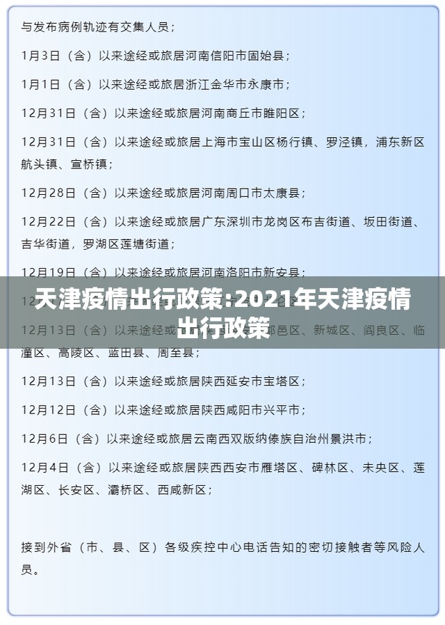 天津疫情出行政策:2021年天津疫情出行政策