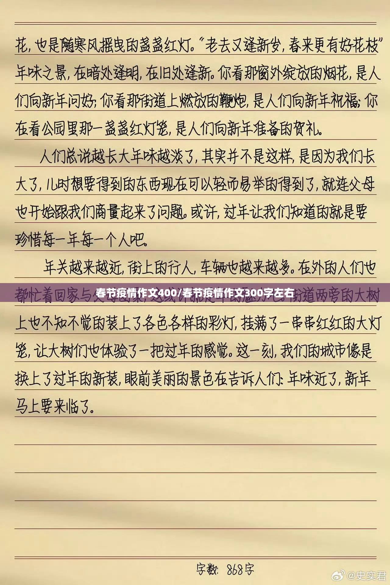 春节疫情作文400/春节疫情作文300字左右