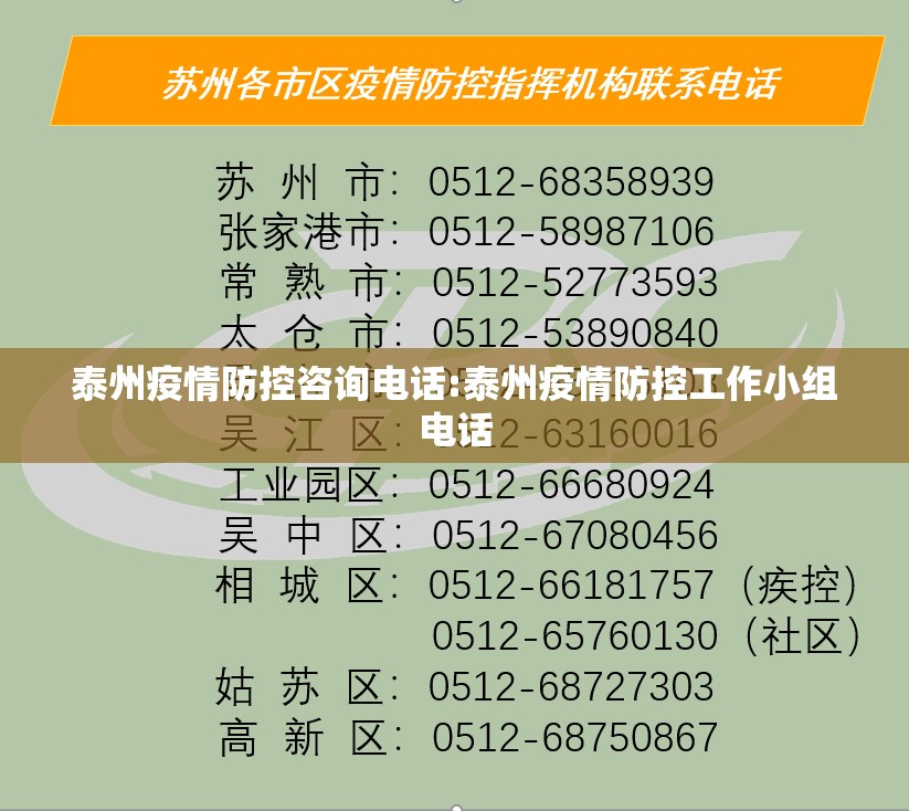 泰州疫情防控咨询电话:泰州疫情防控工作小组电话