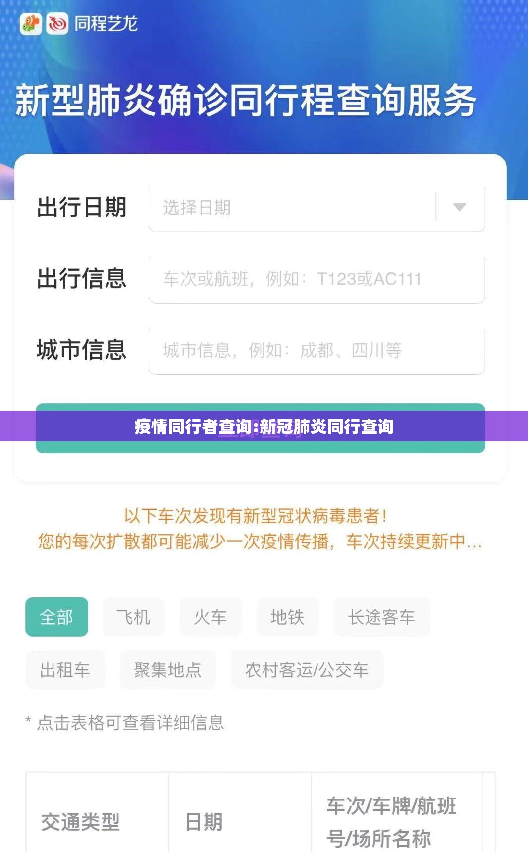 疫情同行者查询:新冠肺炎同行查询