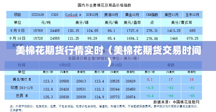 美棉花期货行情实时（美棉花期货交易时间）