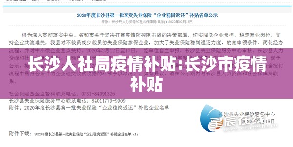 长沙人社局疫情补贴:长沙市疫情补贴