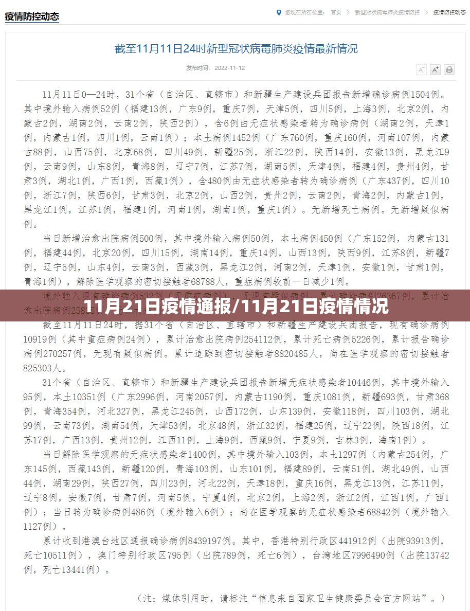 11月21日疫情通报/11月21日疫情情况