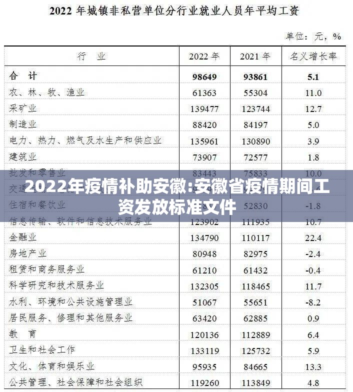 2022年疫情补助安徽:安徽省疫情期间工资发放标准文件 2022年疫情补助安徽:安徽省疫情期间工资发放标准文件