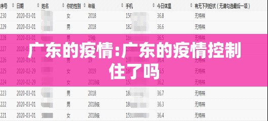 广东的疫情:广东的疫情控制住了吗 广东的疫情:广东的疫情控制住了吗