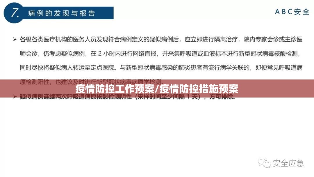 疫情防控工作预案/疫情防控措施预案