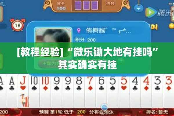 [教程经验]“微乐锄大地有挂吗	”其实确实有挂