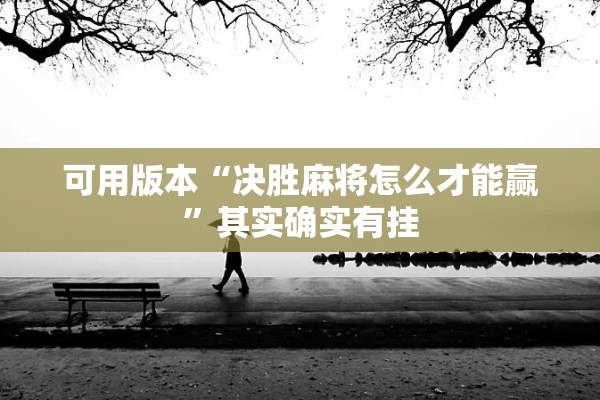 可用版本“决胜麻将怎么才能赢”其实确实有挂