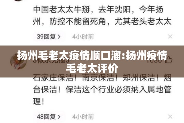 扬州毛老太疫情顺口溜:扬州疫情毛老太评价