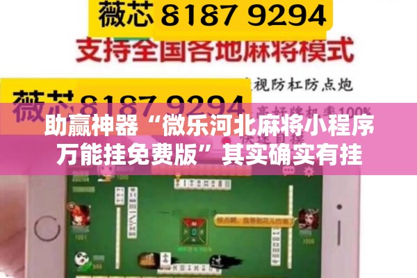 助赢神器“微乐河北麻将小程序万能挂免费版”其实确实有挂