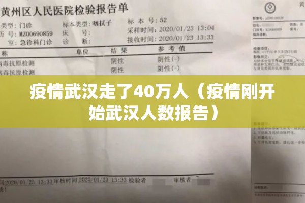 疫情武汉走了40万人（疫情刚开始武汉人数报告）