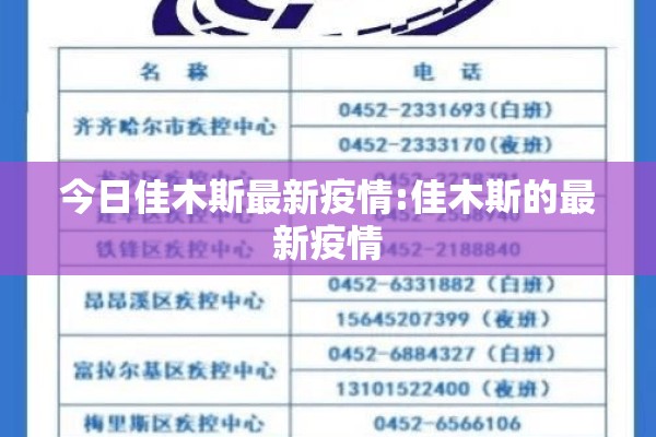 今日佳木斯最新疫情:佳木斯的最新疫情