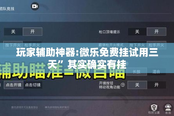 玩家辅助神器:微乐免费挂试用三天”其实确实有挂