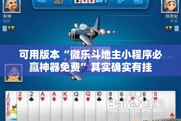 可用版本“微乐斗地主小程序必赢神器免费”其实确实有挂