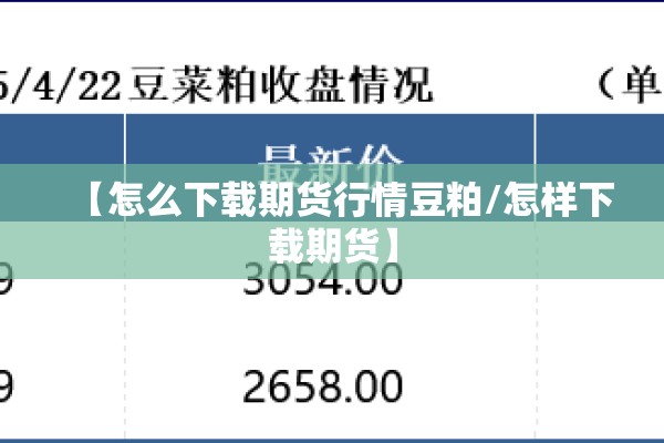 【怎么下载期货行情豆粕/怎样下载期货】