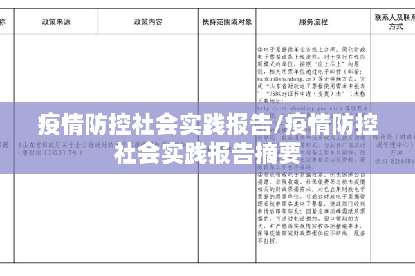 疫情防控社会实践报告/疫情防控社会实践报告摘要