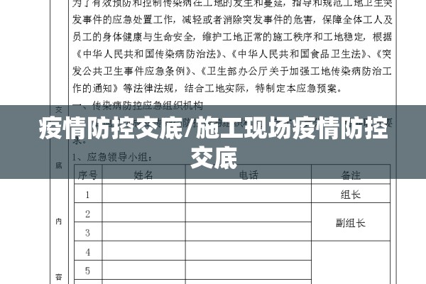 疫情防控交底/施工现场疫情防控交底
