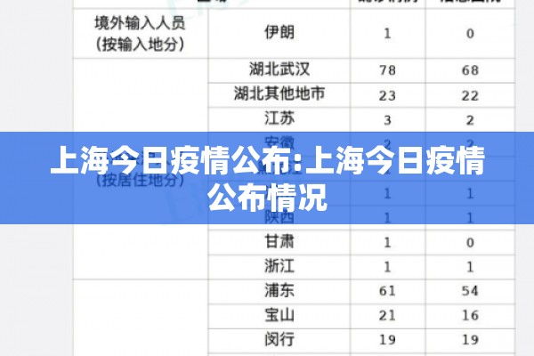 上海今日疫情公布:上海今日疫情公布情况