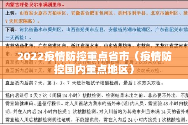 2022疫情防控重点省市（疫情防控国内重点地区）