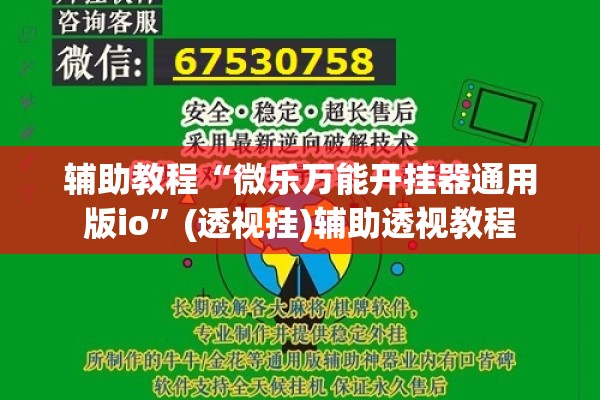 辅助教程“微乐万能开挂器通用版io”(透视挂)辅助透视教程