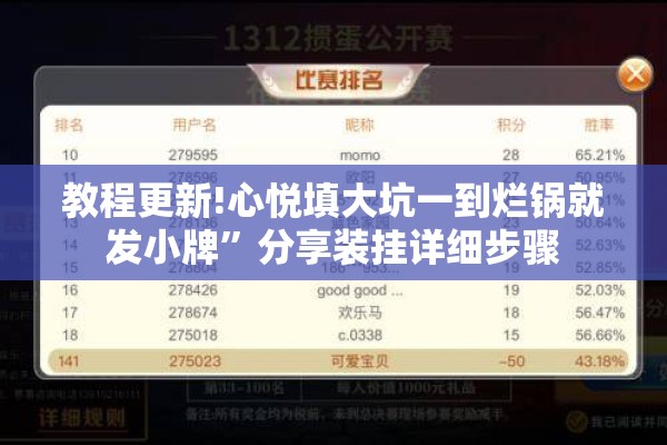 教程更新!心悦填大坑一到烂锅就发小牌”分享装挂详细步骤