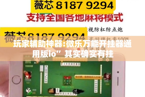 玩家辅助神器:微乐万能开挂器通用版io”其实确实有挂