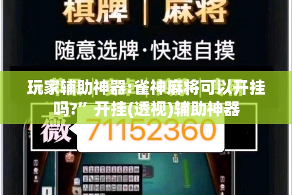 玩家辅助神器:雀神麻将可以开挂吗?	”开挂(透视)辅助神器