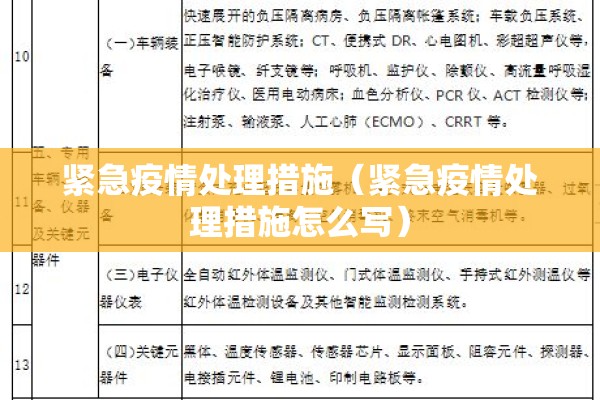 紧急疫情处理措施（紧急疫情处理措施怎么写）