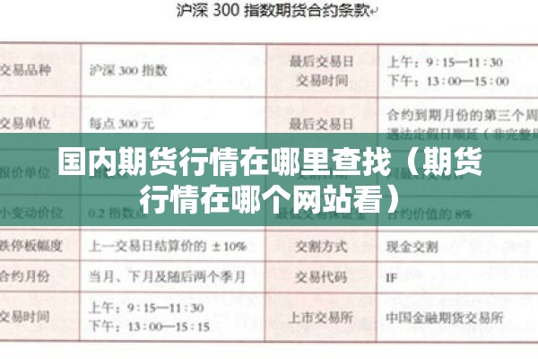 国内期货行情在哪里查找（期货行情在哪个网站看）