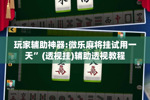 玩家辅助神器:微乐麻将挂试用一天”(透视挂)辅助透视教程