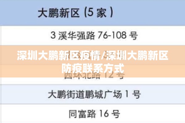 深圳大鹏新区疫情/深圳大鹏新区防疫联系方式