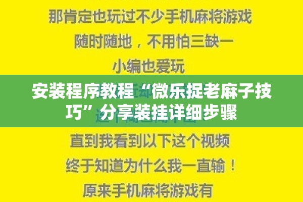 安装程序教程“微乐捉老麻子技巧	”分享装挂详细步骤