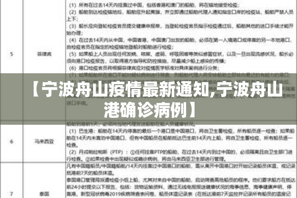 【宁波舟山疫情最新通知,宁波舟山港确诊病例】