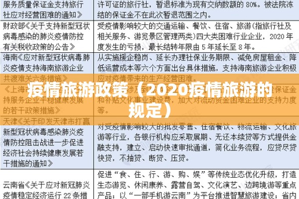 疫情旅游政策（2020疫情旅游的规定）