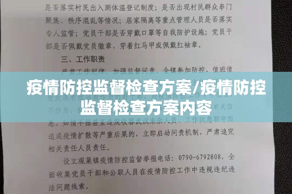 疫情防控监督检查方案/疫情防控监督检查方案内容