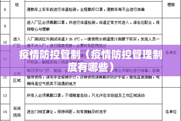 疫情防控管制（疫情防控管理制度有哪些）