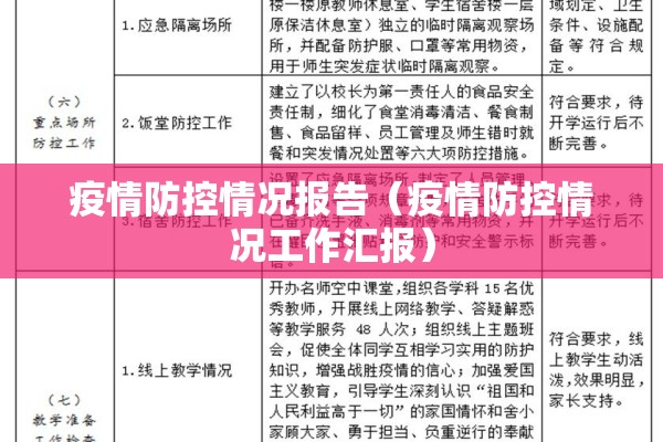 疫情防控情况报告(疫情防控情况工作汇报) 疫情防控情况报告(疫情防控情况工作汇报)