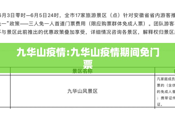 九华山疫情:九华山疫情期间免门票