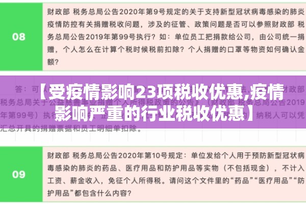 【受疫情影响23项税收优惠,疫情影响严重的行业税收优惠】