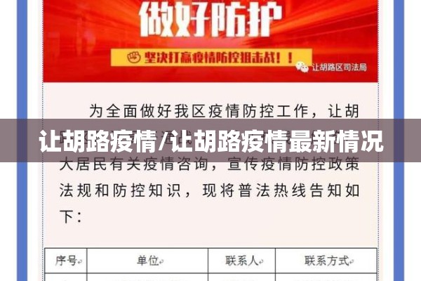 让胡路疫情/让胡路疫情最新情况