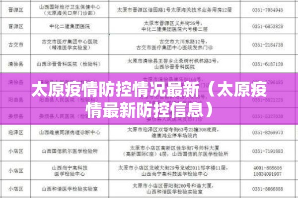 太原疫情防控情况最新（太原疫情最新防控信息）