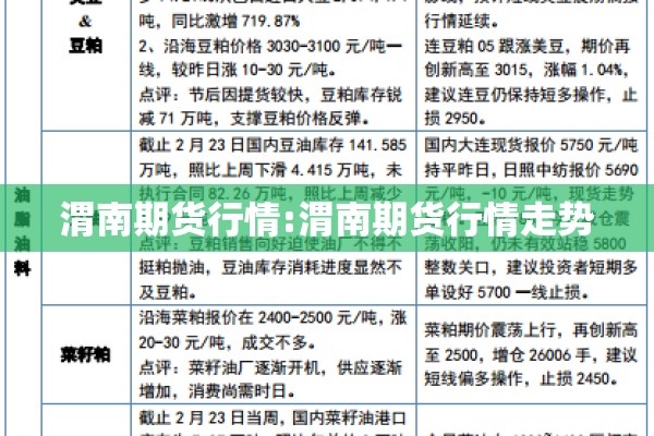 渭南期货行情:渭南期货行情走势