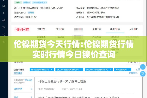 伦镍期货今天行情:伦镍期货行情实时行情今日镍价查询